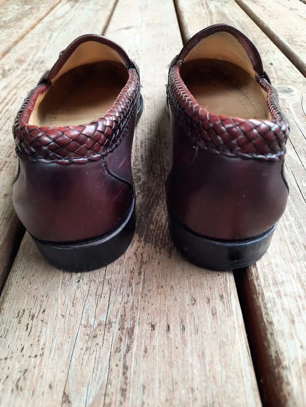 Allen Edmonds Maxfield Burgundy Leather Slip-on Tassle Braided Loafer Size 8.5